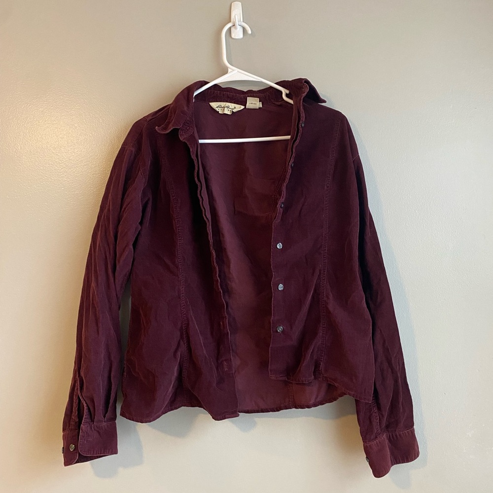 Maroon Eddie Bauer corduroy button up